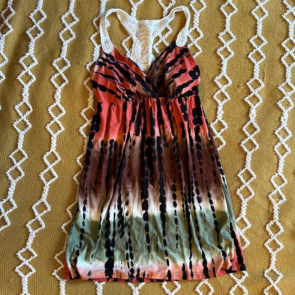 Tye Dye and Crochet dress/coverup